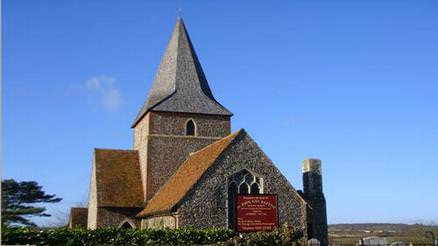 Restored slate church spire