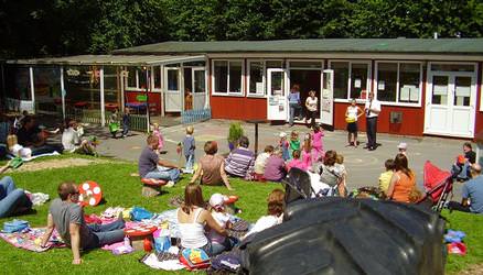 Enjoying a Picnic in the Nursery Garden