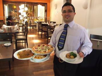 Staff serving food