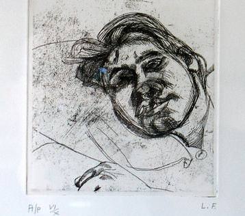 Lucian Freud - Bella - etching on woven paper