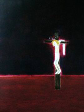 Craigie Aitchison - Crucifixion - oil 