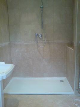 walk in shower and tiling