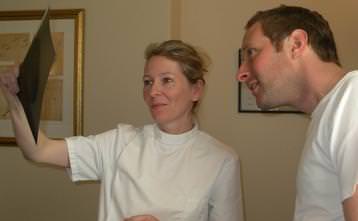 Reviewing an x-ray in a treatment session