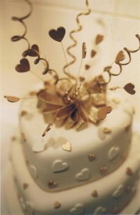 Gold Heart Wedding Cake