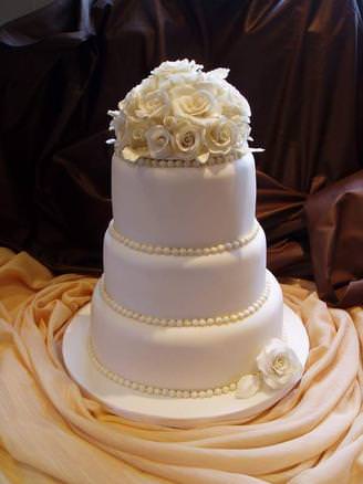 Elegant Ivory stacked cake with sugar flowers
