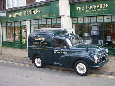 Maggie the van in front of our showroom