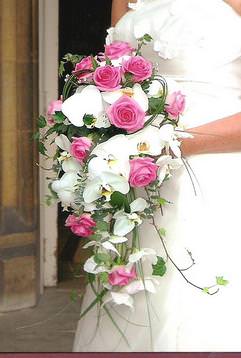 Shower Bouquet, Phaleonopsis Orchid, Aqua Rose