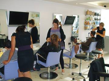 working in salon