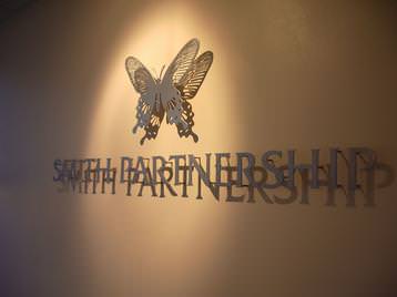 Smith Partnership logo, situated in reception