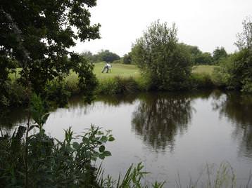 Par 5 6th hole protected by pond