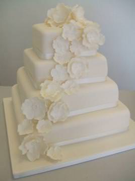 Open blossom 3 tier wedding cake