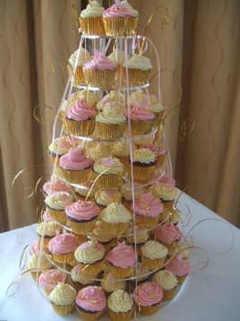 Cup cake tower wedding theme