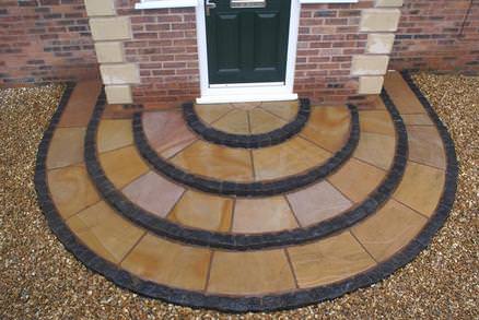 large circular 4 tier step with cobble riser