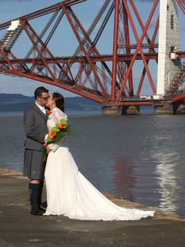 Bride & Groom at Forth Bridge ( Orrocco Pier 