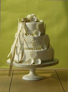 Three tier fruit with handmade flowers