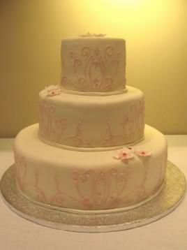 Pink Piped Wedding Cake