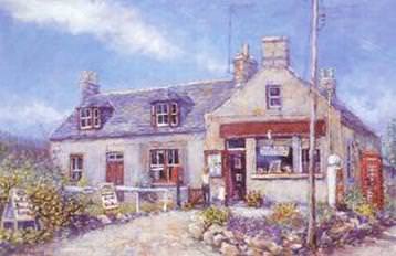 Painting of Ballogie Shop -Howard Butterworth