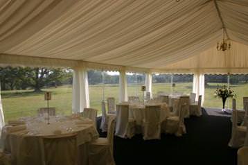 Party marquee with window walls