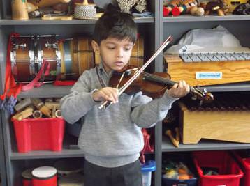 Boy playing violin