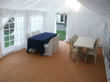 Furniture options in a 4m x 6m Marquee