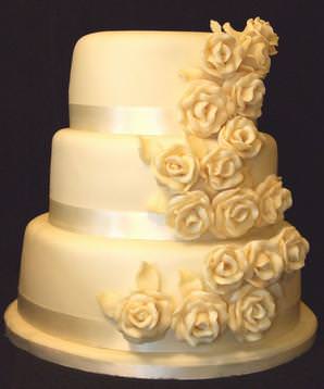 White Chocolate Rose Wedding Cake