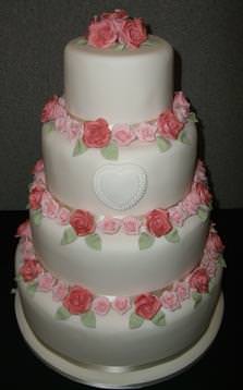 Handmade Sugar Rose Wedding Cake