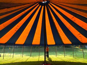 Inside our 48 foot 'baby' Big Top