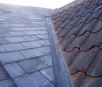 Slate, lead and tile detail