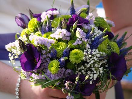 purple and green posy