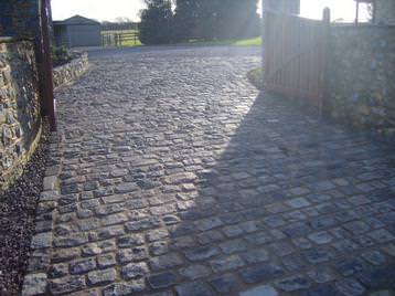 Reclaimed granite sett driveway