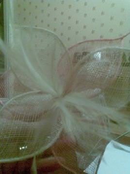 a pink and natural handmade fascinator 