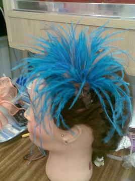 blue ostrich feather fascinator