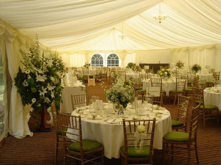 Inside a wedding marquee