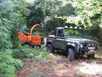 In the woods with the landrover