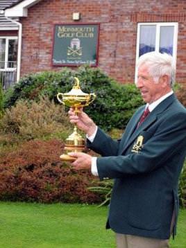 2008 Captain David Evans holds the Ryder Cup