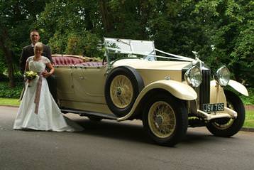 Bride and groom with Rolls