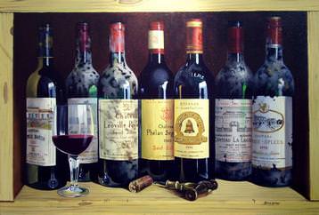 A case of Bordeaux, oil on panel, Peter Ado K