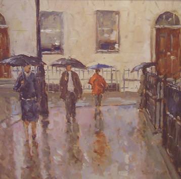 Wet Weather Bloomsbury, oil on board, Michael